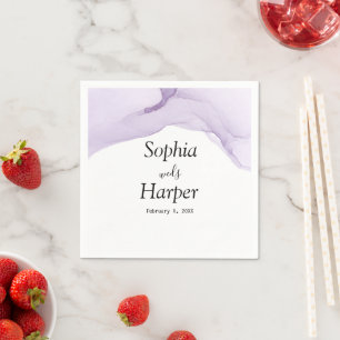Modern Watercolor Purple Wedding Napkins