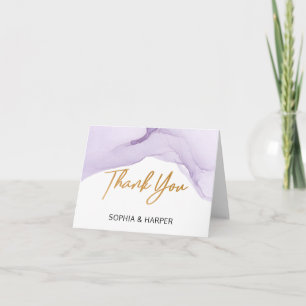 Modern Watercolor Purple Wedding Thank You Card