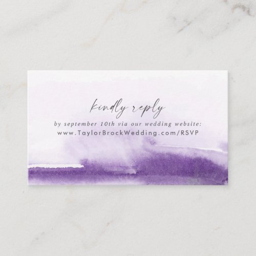 Modern Watercolor  Purple Wedding Website RSVP Enclosure Card