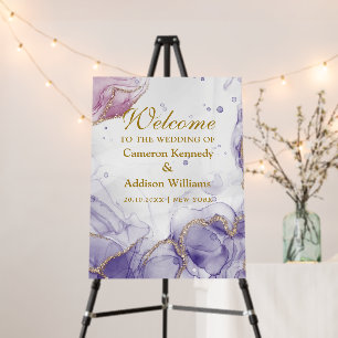 Modern Watercolor   Purple Wedding Welcome Foam Bo Board