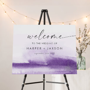 Modern Watercolor Purple Wedding Welcome Foam Board