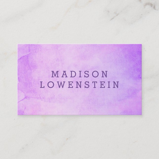 Modern Watercolor Purple Whimsical Business Card (Front)