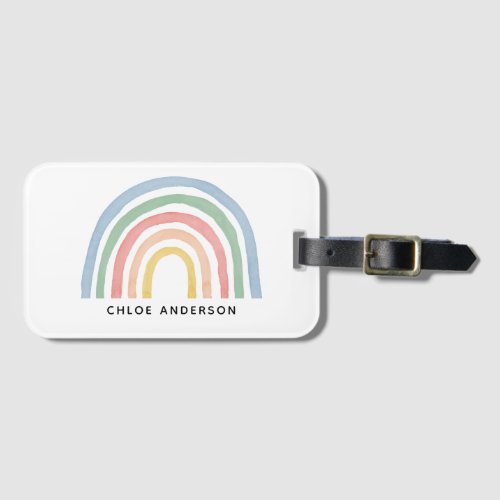 Modern watercolor rainbow cute colorful luggage tag