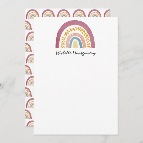 Modern Watercolor Rainbow  Stationery Note Card   