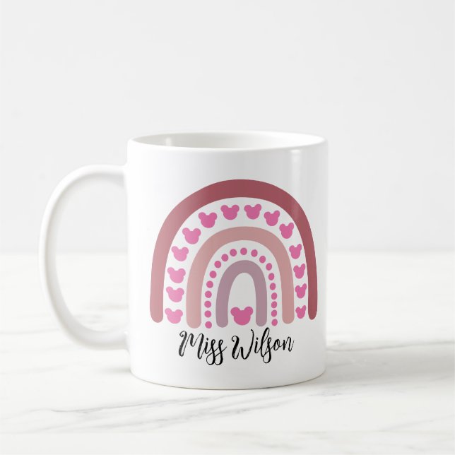 Modern watercolor rainbow teacher  coffee mug (Left)