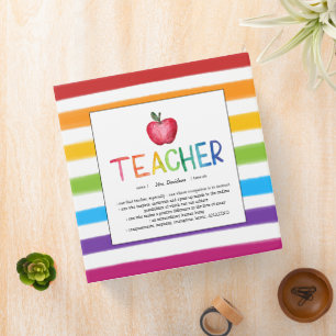 Modern Watercolor Rainbow Teacher Thank You 3 Ring Binder
