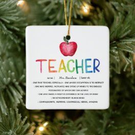 Modern Watercolor Rainbow Teacher Thank You Ceramic Ornament