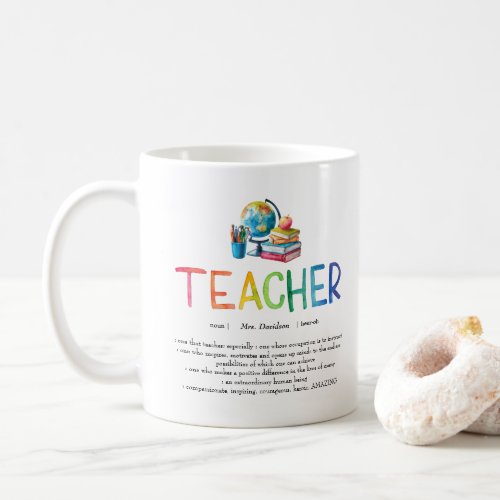 Modern Watercolor Rainbow Teacher Thank You   Coffee Mug