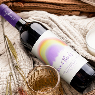Modern watercolor rainbow teacher thank you custom wine label