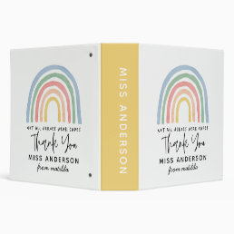 Modern watercolor rainbow teacher thank you gift 3 3 ring binder