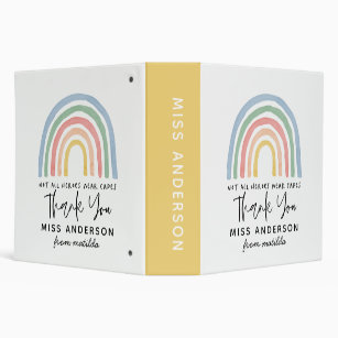 Modern watercolor rainbow teacher thank you gift 3 3 ring binder