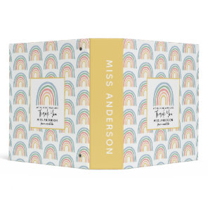 Modern watercolor rainbow teacher thank you gift 3 ring binder