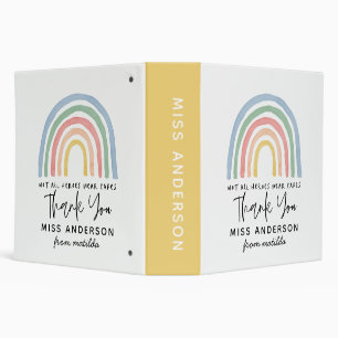 Modern watercolor rainbow teacher thank you gift 3 ring binder