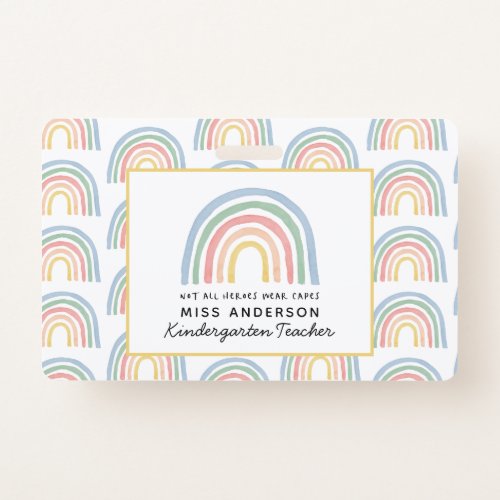 Modern watercolor rainbow teacher thank you gift b badge