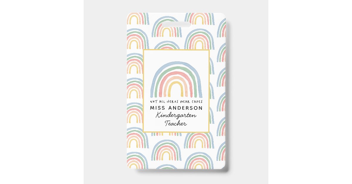 Modern watercolor rainbow teacher thank you gift badge | Zazzle