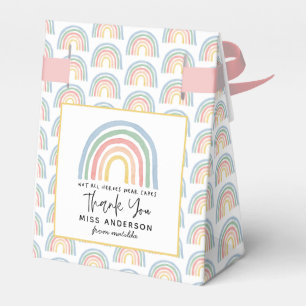 Modern watercolor rainbow teacher thank you gift favor boxes