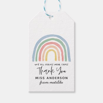 Modern watercolor rainbow teacher thank you gift gift tags