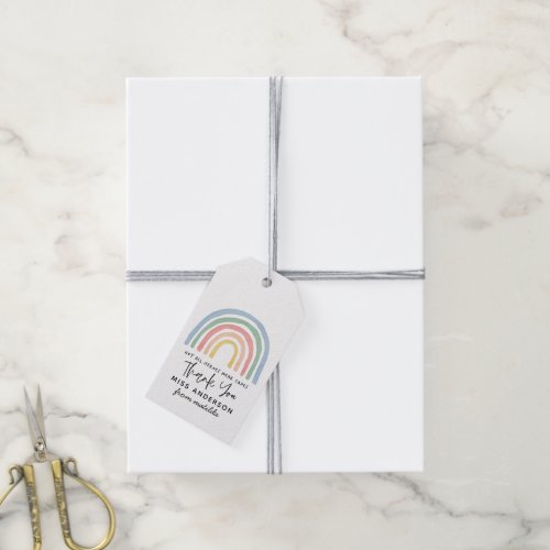 Modern watercolor rainbow teacher thank you gift gift tags