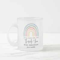Modern watercolor rainbow teacher thank you gift m frosted glass coffee mug