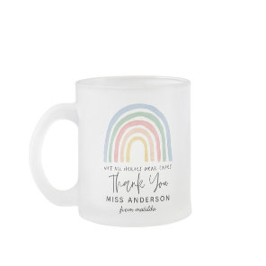 Modern watercolor rainbow teacher thank you gift m frosted glass coffee mug