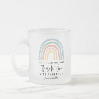 Modern watercolor rainbow teacher thank you gift m frosted glass coffee mug