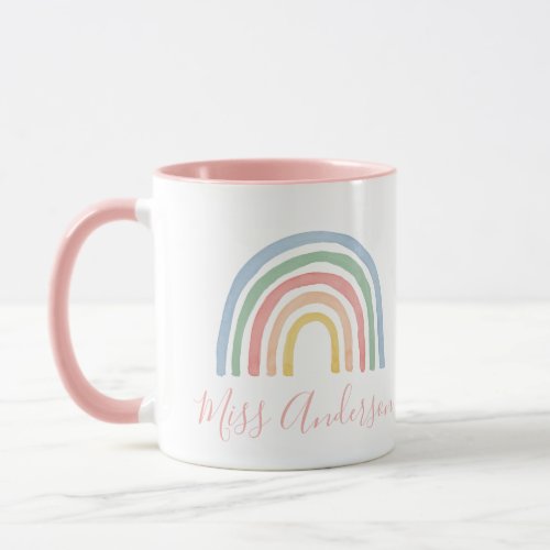 Modern watercolor rainbow teacher thank you gift m mug