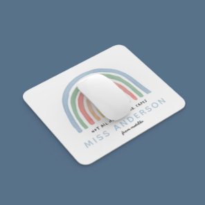 Modern watercolor rainbow teacher thank you gift mouse pad