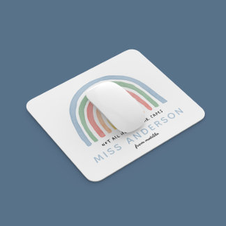 Modern watercolor rainbow teacher thank you gift mouse pad