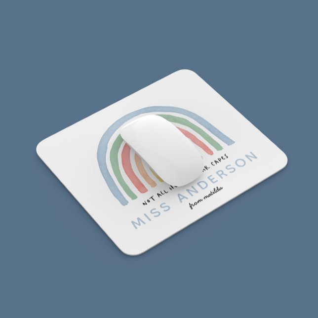 Modern watercolor rainbow teacher thank you gift mouse pad (Creator Uploaded)