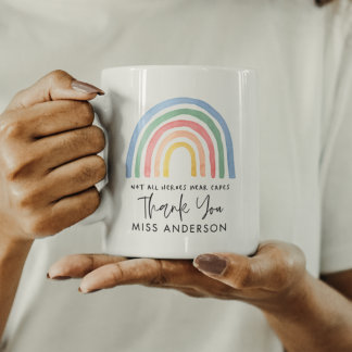 Modern watercolor rainbow teacher thank you gift mug