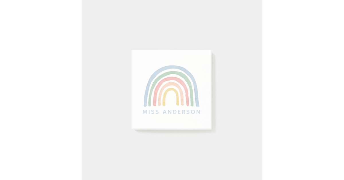 Modern watercolor rainbow teacher thank you gift n post-it notes | Zazzle