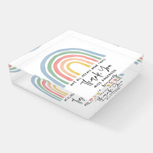 Modern watercolor rainbow teacher thank you gift p paperweight