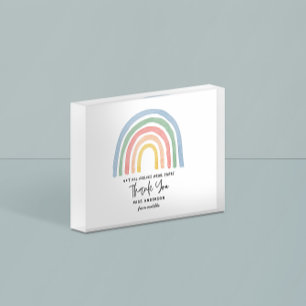 Modern watercolor rainbow teacher thank you gift paperweight