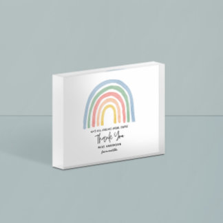 Modern watercolor rainbow teacher thank you gift paperweight