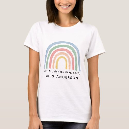 Modern watercolor rainbow teacher thank you gift T_Shirt