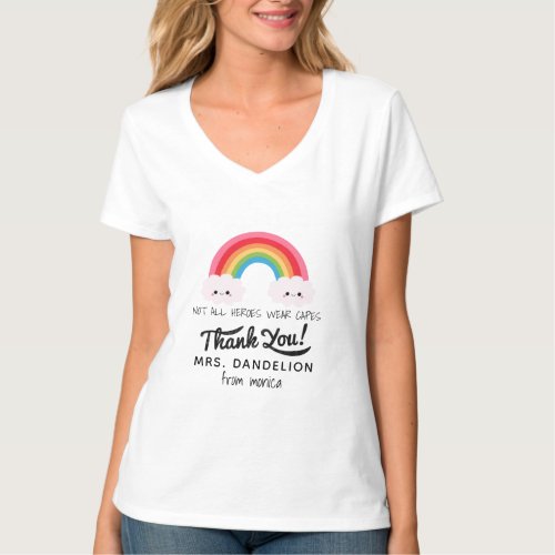 Modern watercolor rainbow teacher thank you gift T_Shirt