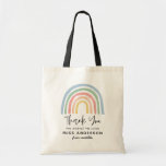 Modern watercolor rainbow teacher thank you gift t tote bag