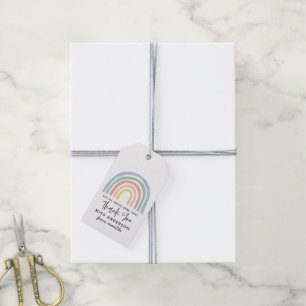 Modern watercolor rainbow teacher thank you gift tags