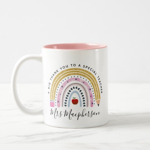 Modern Watercolor Rainbow Teacher Thank You Gift  Two_Tone Coffee Mug