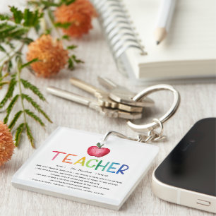 Modern Watercolor Rainbow Teacher Thank You   Keychain