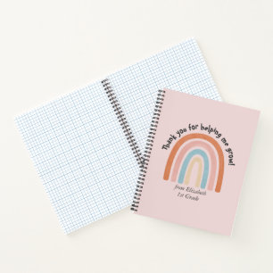 Modern Watercolor Rainbow Teacher Thank You Notebook
