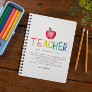 Modern Watercolor Rainbow Teacher Thank You   Notebook