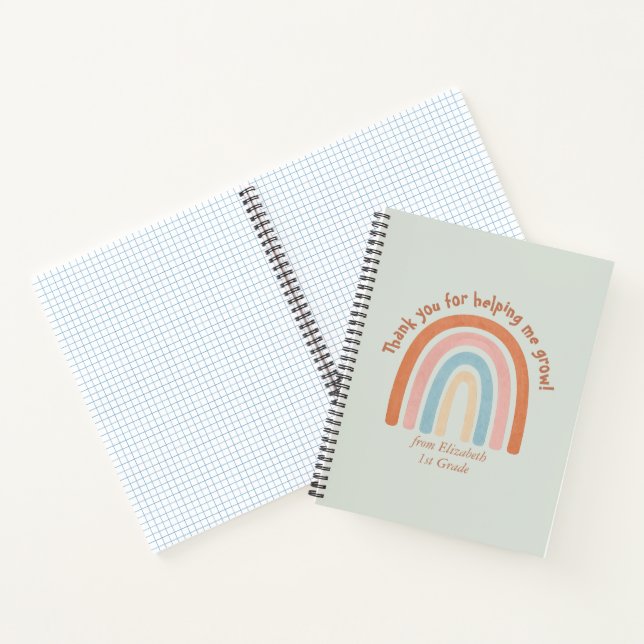 Modern Watercolor Rainbow Teacher Thank You Notebook (Inside)