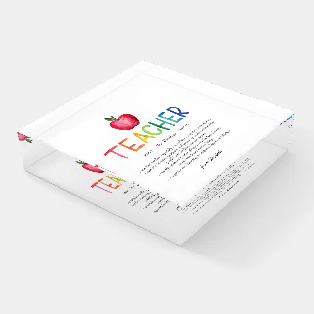 Modern Watercolor Rainbow Teacher Thank You Paperweight | Zazzle
