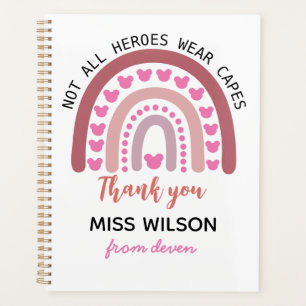 Modern watercolor rainbow teacher thank you planner