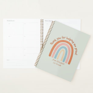 Modern Watercolor Rainbow Teacher Thank You Planner