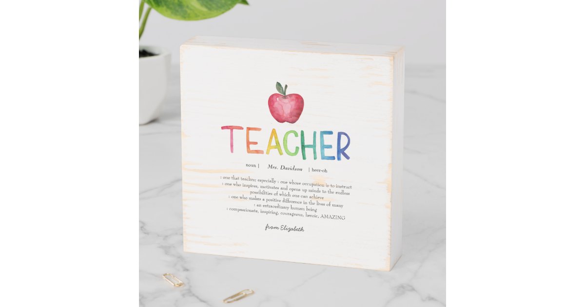 Modern Watercolor Rainbow Teacher Thank You Wooden Box Sign | Zazzle