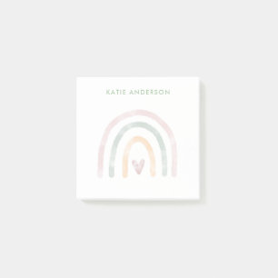 Modern Watercolor Rainbow with a Heart Post-it Notes