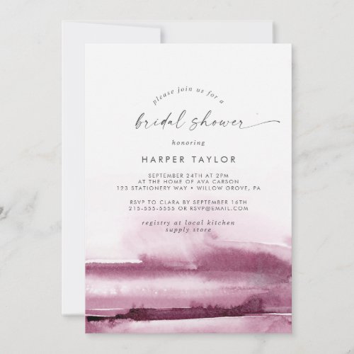 Modern Watercolor  Red Bridal Shower Invitation