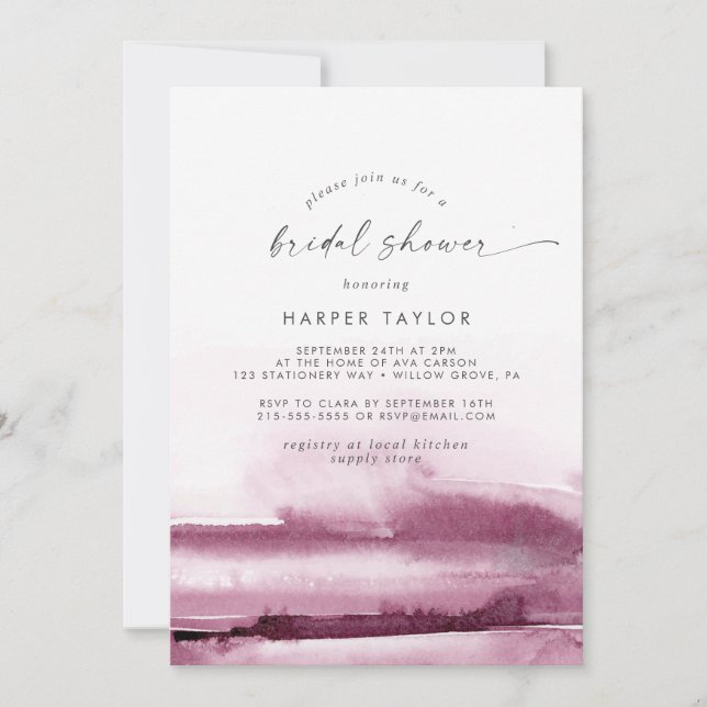 Modern Watercolor | Red Bridal Shower Invitation (Front)